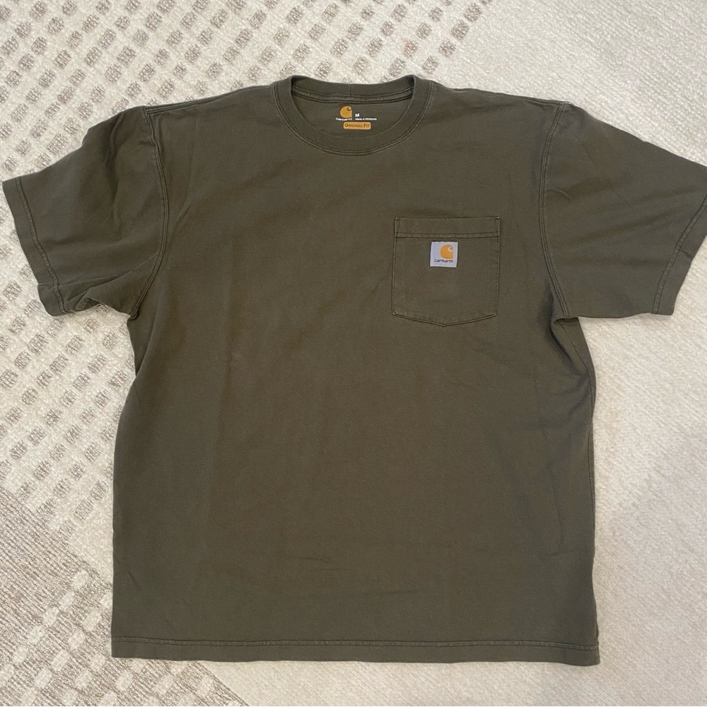 Carhartt Men's Olive Green Pocket T-Shirt, Medium